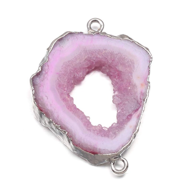 Zotoone Natural Agate Geode Crystal Druzy Connectors Pearl Links Jewelry Connectors Charms DIY for Necklace or Jewelry Makingï¼ˆ3 pcsï¼‰ - Image 3